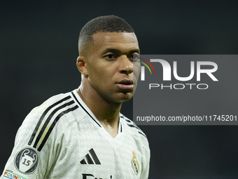 Kylian Mbappe centre-forward of Real Madrid and France during the UEFA Champions League 2024/25 League Phase MD4 match between Real Madrid C...