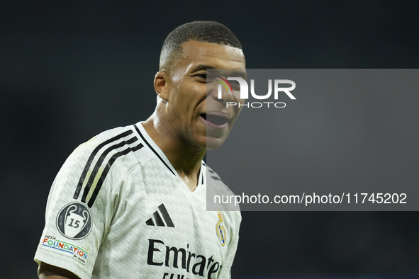 Kylian Mbappe centre-forward of Real Madrid and France during the UEFA Champions League 2024/25 League Phase MD4 match between Real Madrid C...