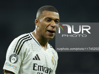 Kylian Mbappe centre-forward of Real Madrid and France during the UEFA Champions League 2024/25 League Phase MD4 match between Real Madrid C...