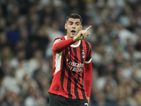 Alvaro Morata centre-forward of AC Milan and Spain protest to referee during the UEFA Champions League 2024/25 League Phase MD4 match betwee...