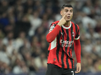 Alvaro Morata centre-forward of AC Milan and Spain protest to referee during the UEFA Champions League 2024/25 League Phase MD4 match betwee...