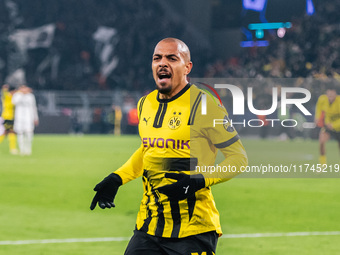 Donyell Malen of Borussia Dortmund celebrates his goal during the UEFA Champions League 2024/25 League Phase MD4 soccer match between Boruss...