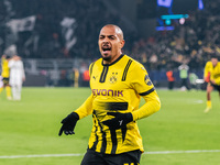 Donyell Malen of Borussia Dortmund celebrates his goal during the UEFA Champions League 2024/25 League Phase MD4 soccer match between Boruss...