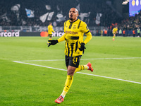 Donyell Malen of Borussia Dortmund celebrates his goal during the UEFA Champions League 2024/25 League Phase MD4 soccer match between Boruss...