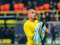 Donyell Malen of Borussia Dortmund greets fans after winning the UEFA Champions League 2024/25 League Phase MD4 soccer match between Borussi...