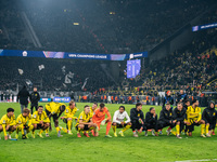 Players of Borussia Dortmund celebrate with fans after they win the UEFA Champions League 2024/25 League Phase MD4 soccer match between Boru...