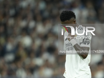 Vinicius Junior left winger of Real Madrid and Brazil during the UEFA Champions League 2024/25 League Phase MD4 match between Real Madrid C....