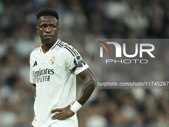 Vinicius Junior left winger of Real Madrid and Brazil during the UEFA Champions League 2024/25 League Phase MD4 match between Real Madrid C....