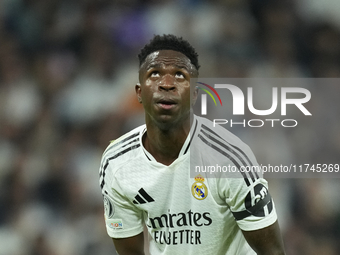 Vinicius Junior left winger of Real Madrid and Brazil during the UEFA Champions League 2024/25 League Phase MD4 match between Real Madrid C....