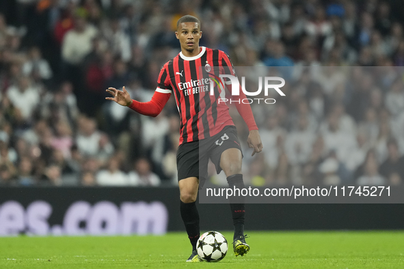 Malick Thiaw centre-back of AC Milan and Germany during the UEFA Champions League 2024/25 League Phase MD4 match between Real Madrid C.F. an...