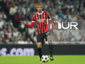 Malick Thiaw centre-back of AC Milan and Germany during the UEFA Champions League 2024/25 League Phase MD4 match between Real Madrid C.F. an...