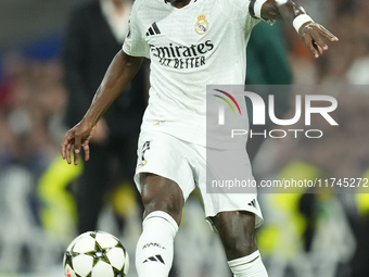 Vinicius Junior left winger of Real Madrid and Brazil does passed during the UEFA Champions League 2024/25 League Phase MD4 match between Re...