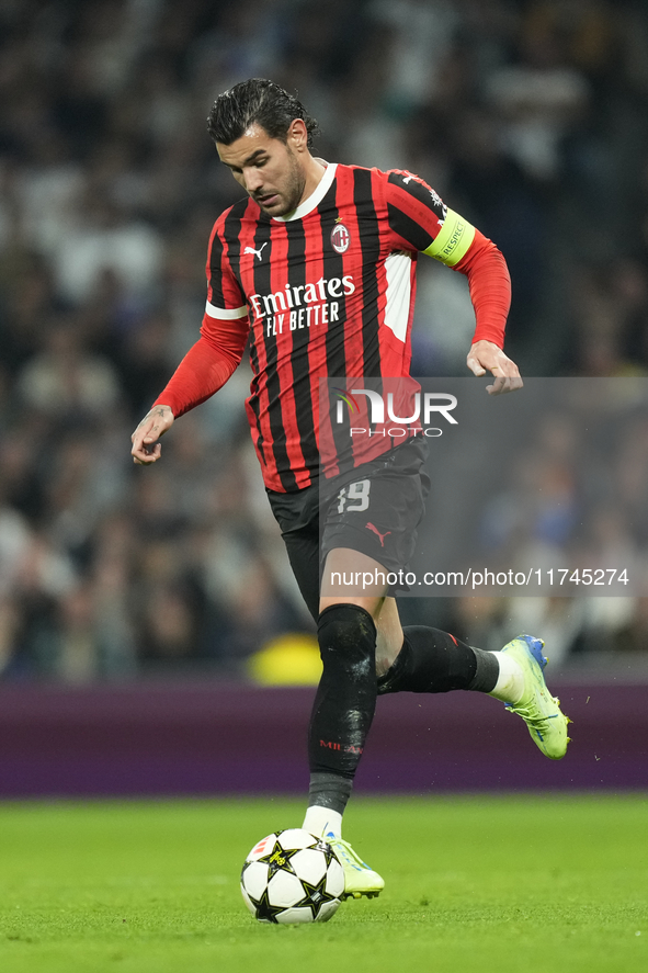 Theo Hernandez left-back of AC Milan and France during the UEFA Champions League 2024/25 League Phase MD4 match between Real Madrid C.F. and...