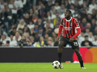 Youssouf Fofana defensive midfield of AC Milan and France during the UEFA Champions League 2024/25 League Phase MD4 match between Real Madri...