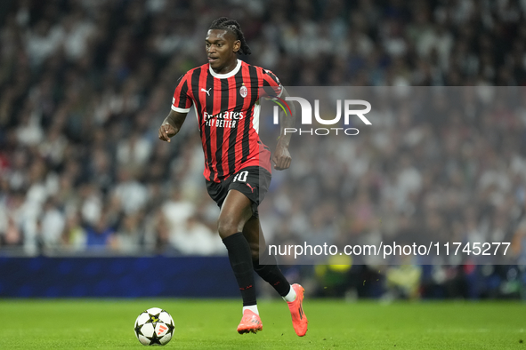 Rafael Leao left winger of AC Milan and Portugal during the UEFA Champions League 2024/25 League Phase MD4 match between Real Madrid C.F. an...