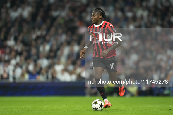 Rafael Leao left winger of AC Milan and Portugal during the UEFA Champions League 2024/25 League Phase MD4 match between Real Madrid C.F. an...