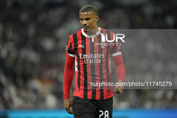 Malick Thiaw centre-back of AC Milan and Germany during the UEFA Champions League 2024/25 League Phase MD4 match between Real Madrid C.F. an...