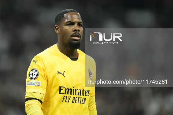 Mike Maignan goalkeeper of AC Milan and France during the UEFA Champions League 2024/25 League Phase MD4 match between Real Madrid C.F. and...