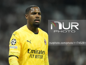 Mike Maignan goalkeeper of AC Milan and France during the UEFA Champions League 2024/25 League Phase MD4 match between Real Madrid C.F. and...