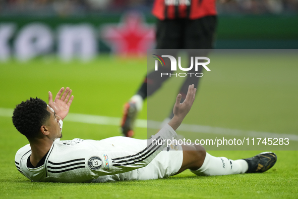 Jude Bellingham central midfield of Real Madrid and England protest to referre during the UEFA Champions League 2024/25 League Phase MD4 mat...