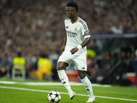 Vinicius Junior left winger of Real Madrid and Brazil controls the ball during the UEFA Champions League 2024/25 League Phase MD4 match betw...