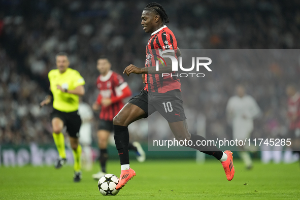 Rafael Leao left winger of AC Milan and Portugal during the UEFA Champions League 2024/25 League Phase MD4 match between Real Madrid C.F. an...