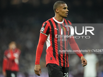 Malick Thiaw centre-back of AC Milan and Germany during the UEFA Champions League 2024/25 League Phase MD4 match between Real Madrid C.F. an...