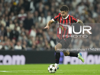 Christian Pulisic right winger of AC Milan and United States during the UEFA Champions League 2024/25 League Phase MD4 match between Real Ma...