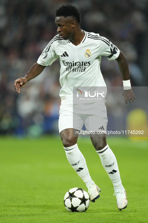 Vinicius Junior left winger of Real Madrid and Brazil during the UEFA Champions League 2024/25 League Phase MD4 match between Real Madrid C....