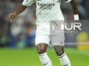 Vinicius Junior left winger of Real Madrid and Brazil during the UEFA Champions League 2024/25 League Phase MD4 match between Real Madrid C....