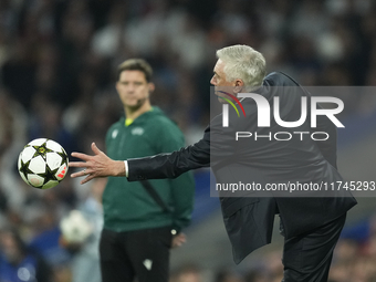 Carlo Ancelotti head coach of Real Madrid during the UEFA Champions League 2024/25 League Phase MD4 match between Real Madrid C.F. and AC Mi...