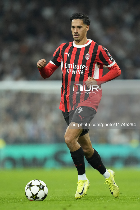 Tijjani Reijnders central midfield of AC Milan and Netherlands during the UEFA Champions League 2024/25 League Phase MD4 match between Real...