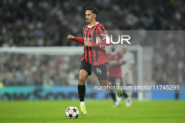 Tijjani Reijnders central midfield of AC Milan and Netherlands during the UEFA Champions League 2024/25 League Phase MD4 match between Real...