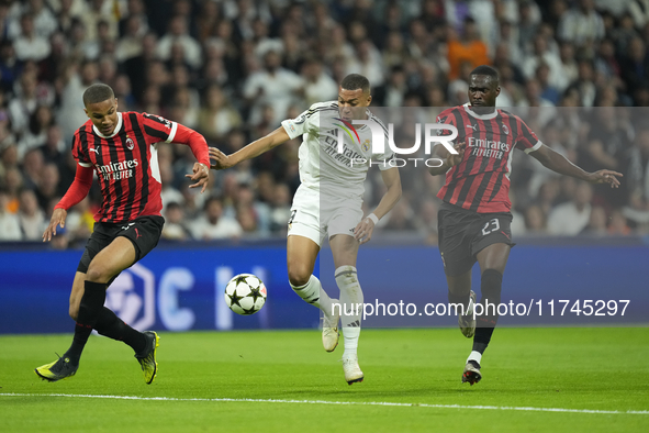 Kylian Mbappe centre-forward of Real Madrid and France in action during the UEFA Champions League 2024/25 League Phase MD4 match between Rea...