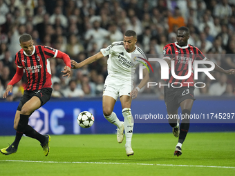 Kylian Mbappe centre-forward of Real Madrid and France in action during the UEFA Champions League 2024/25 League Phase MD4 match between Rea...