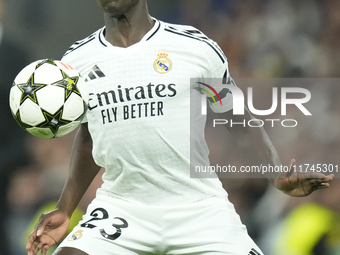 Ferland Mendy left-back of Real Madrid and France during the UEFA Champions League 2024/25 League Phase MD4 match between Real Madrid C.F. a...