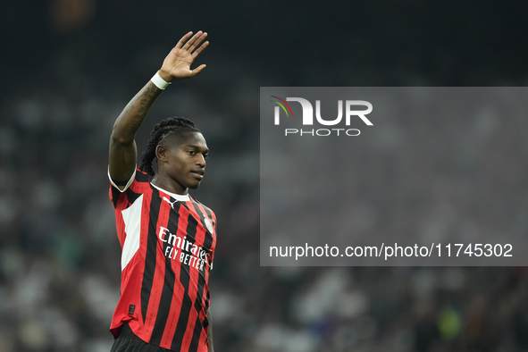 Rafael Leao left winger of AC Milan and Portugal during the UEFA Champions League 2024/25 League Phase MD4 match between Real Madrid C.F. an...