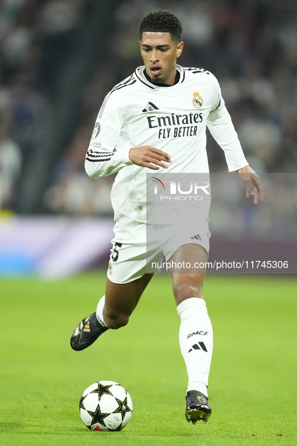 Jude Bellingham central midfield of Real Madrid and England during the UEFA Champions League 2024/25 League Phase MD4 match between Real Mad...