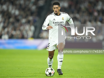 Jude Bellingham central midfield of Real Madrid and England during the UEFA Champions League 2024/25 League Phase MD4 match between Real Mad...