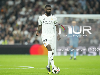 Antonio Rudiger centre-back of Real Madrid and Germany during the UEFA Champions League 2024/25 League Phase MD4 match between Real Madrid C...