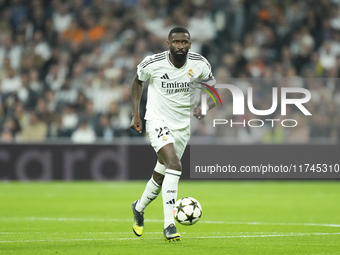 Antonio Rudiger centre-back of Real Madrid and Germany during the UEFA Champions League 2024/25 League Phase MD4 match between Real Madrid C...