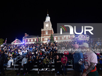 Thousands of people await Vice President Kamala Harris Walz at a watch party for presidential election results at Howard University in Washi...