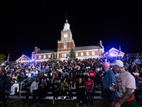 Thousands of people await Vice President Kamala Harris Walz at a watch party for presidential election results at Howard University in Washi...