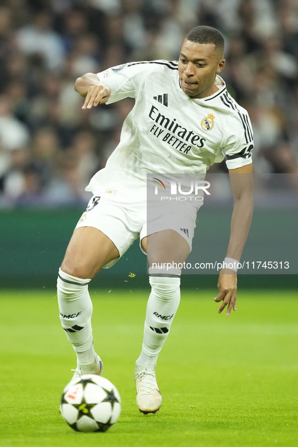 Kylian Mbappe centre-forward of Real Madrid and France during the UEFA Champions League 2024/25 League Phase MD4 match between Real Madrid C...