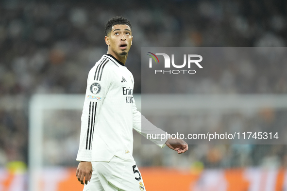 Jude Bellingham central midfield of Real Madrid and England during the UEFA Champions League 2024/25 League Phase MD4 match between Real Mad...