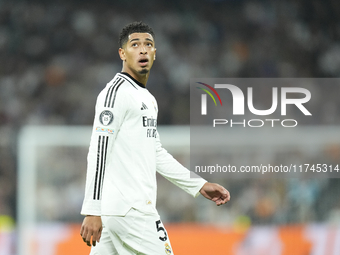 Jude Bellingham central midfield of Real Madrid and England during the UEFA Champions League 2024/25 League Phase MD4 match between Real Mad...