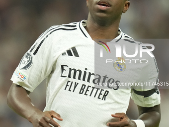 Vinicius Junior left winger of Real Madrid and Brazil during the UEFA Champions League 2024/25 League Phase MD4 match between Real Madrid C....