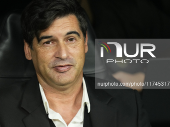 Paulo Fonseca head coach of AC Milan sitting on the bench prior the UEFA Champions League 2024/25 League Phase MD4 match between Real Madrid...