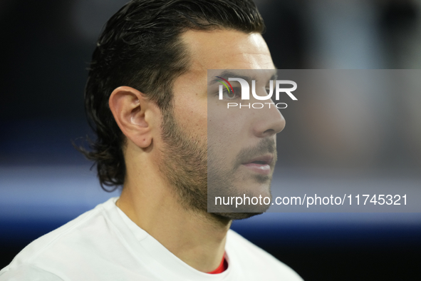 Theo Hernandez left-back of AC Milan and France during the UEFA Champions League 2024/25 League Phase MD4 match between Real Madrid C.F. and...