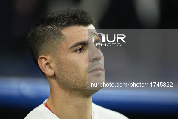 Alvaro Morata centre-forward of AC Milan and Spain during the UEFA Champions League 2024/25 League Phase MD4 match between Real Madrid C.F....